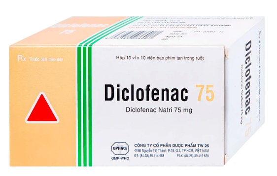 Thuốc Diclofenac 75 Uphace điều trị dài ngày viêm khớp mạn, thoái hóa khớp (10 vỉ x 10 viên)